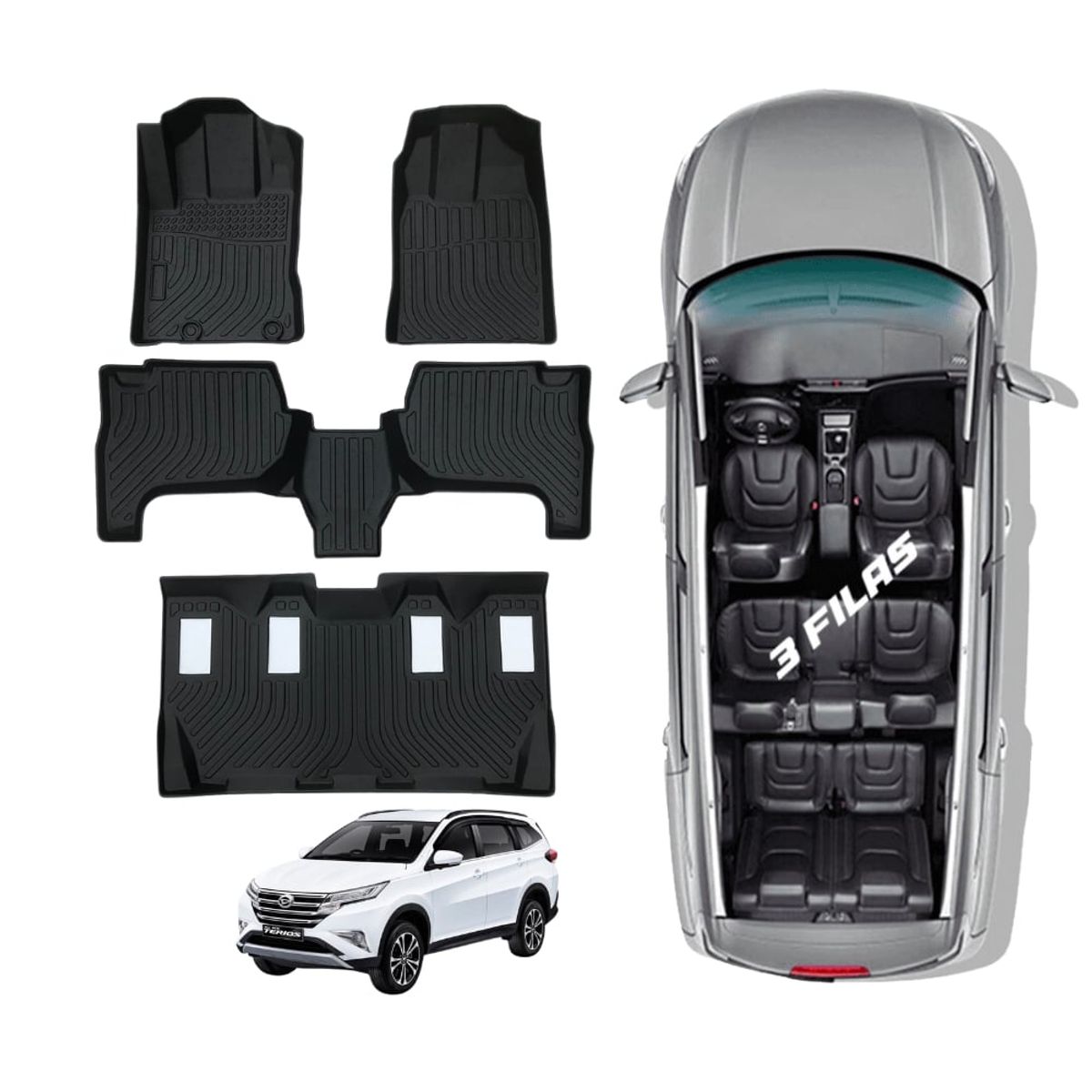 GENERICO - PROTECTOR CUBRE PISO 5D TPE TOYOTA RUSH 2018 - 2024