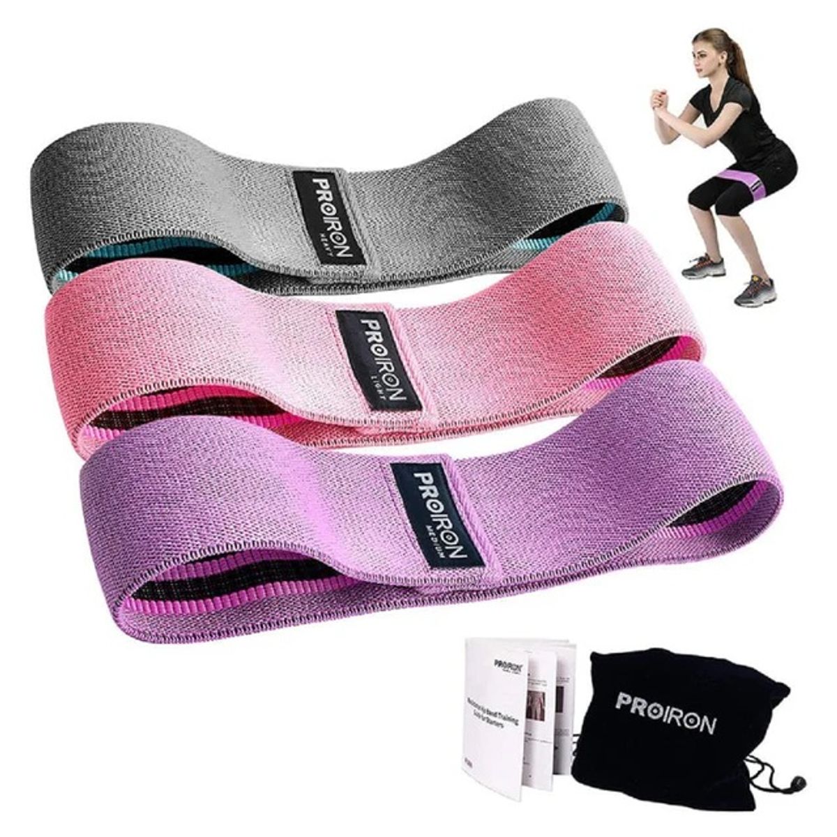PROIRON - Set de 3 Bandas Elásticas de Resistencia de Tela