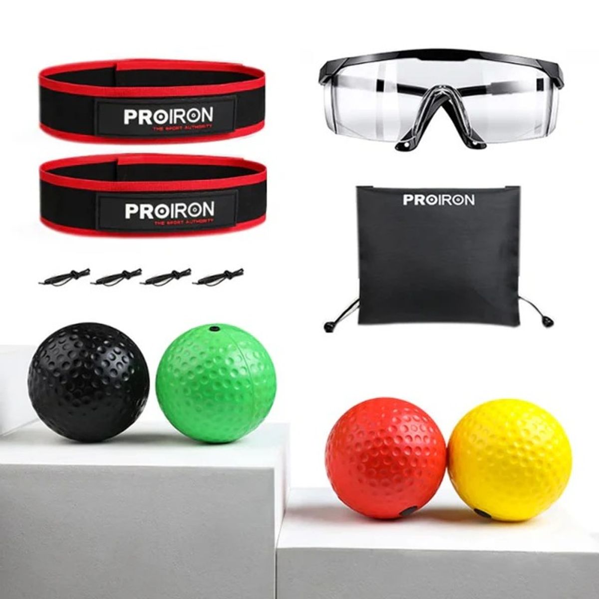 PROIRON - Set de 4 Reflex Speedballs para entrenamiento de Boxeo y MMA