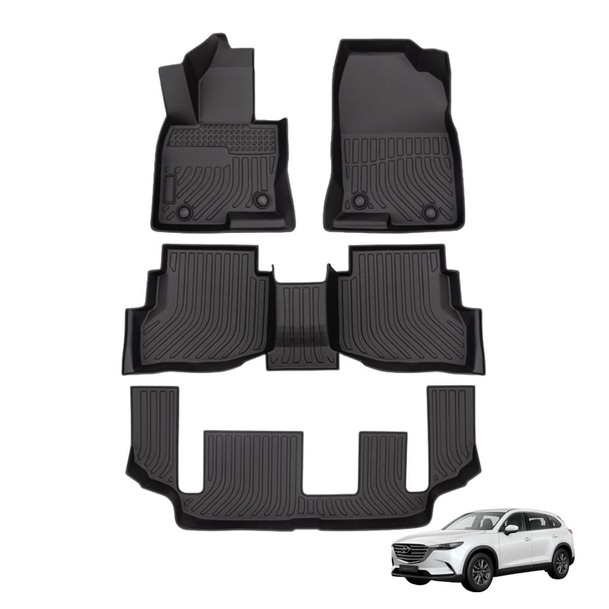 GENERICO - PROTECTOR CUBRE PISO 5D TPE MAZDA CX9  2016-2022  3 FILAS