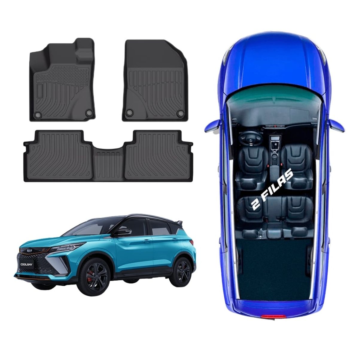 GENERICO - PROTECTOR CUBRE PISO 5D TPE GEELY COOLRAY 2019-2024