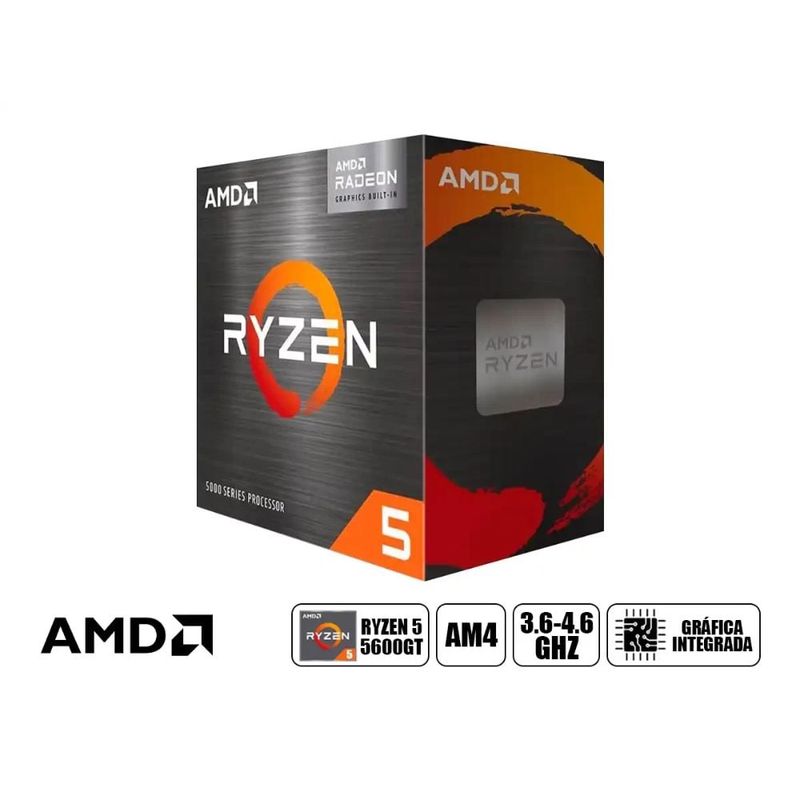 AMD - PROCESADOR AMD Ryzen 5 5600GT 3.60/4.60 GHz16MB L3 6 Core AM4 7nm 65W.