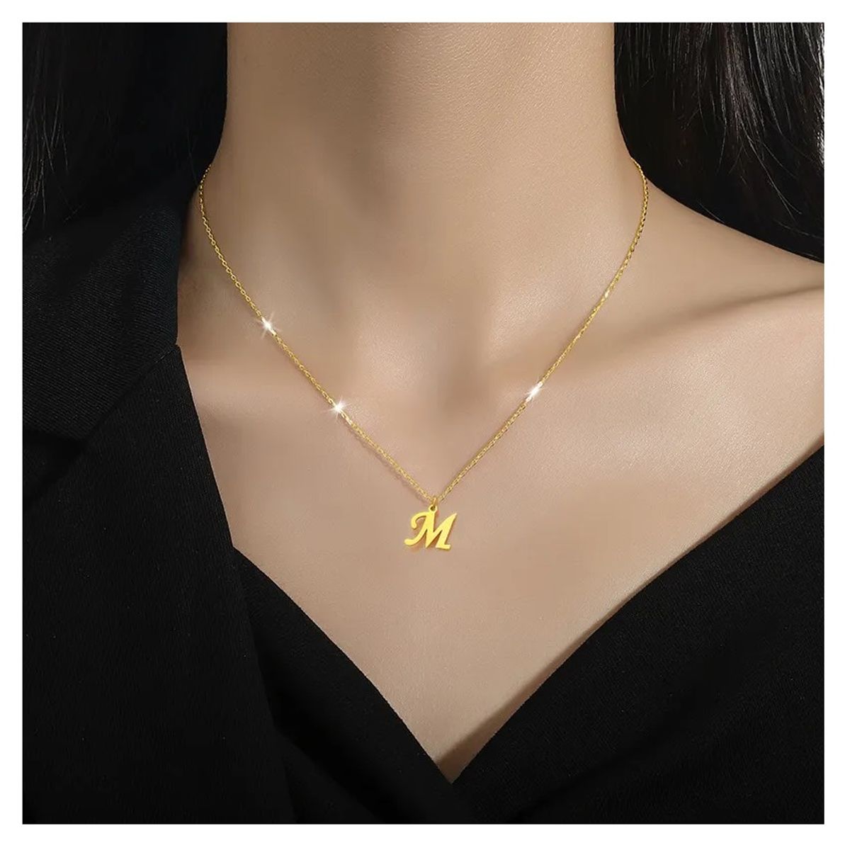 OEM - Collar Mujer Letra M Inicial Fino Acero Inoxidable x Dia de La Madre