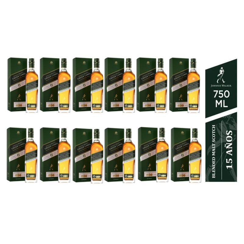 JOHNNIE WALKER - Whisky Johnnie Walker Green Label Botella 750 ml - 12 UND