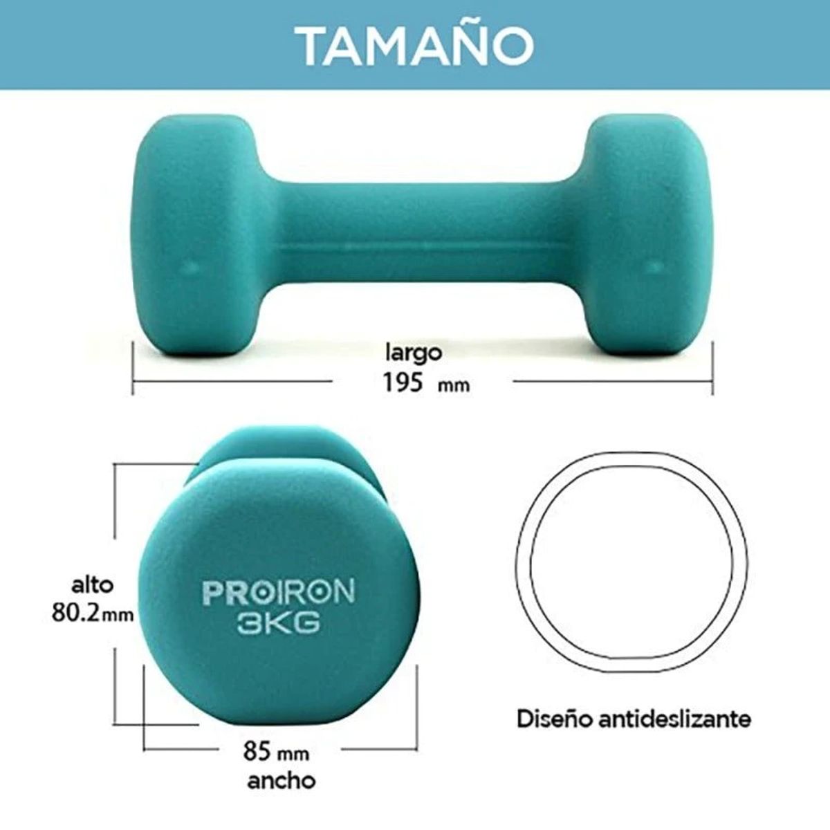 PROIRON - Set de mancuernas de neopreno de 3KG 5KG Y 8KG + Rack