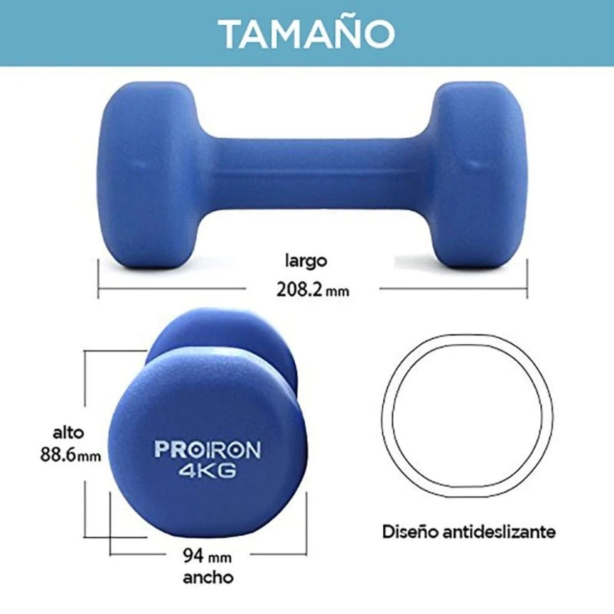 PROIRON - Set de mancuernas de neopreno de 4KG 5KG Y 10KG + Rack