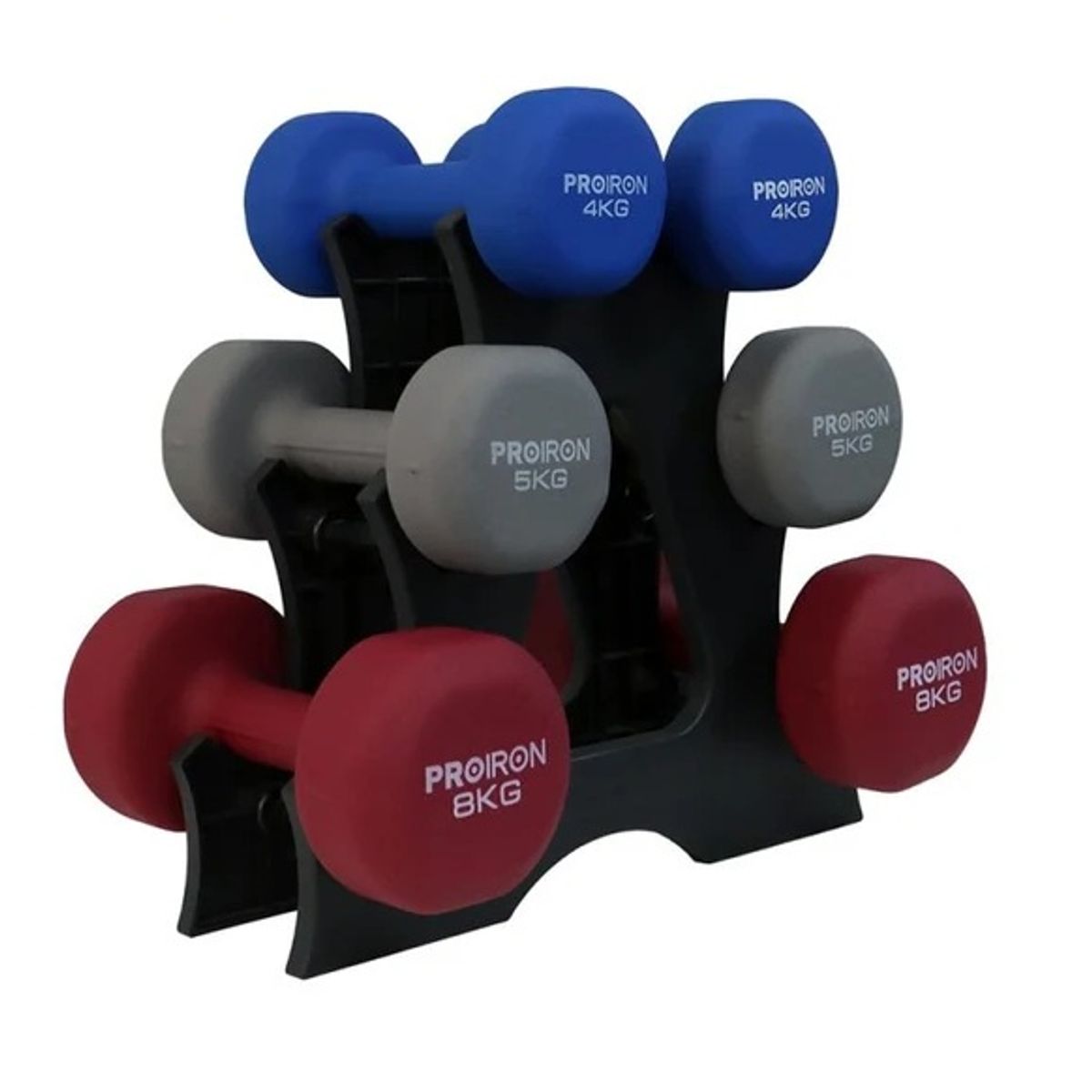 PROIRON - Set de mancuernas de neopreno de 4KG 5KG Y 8KG + Rack