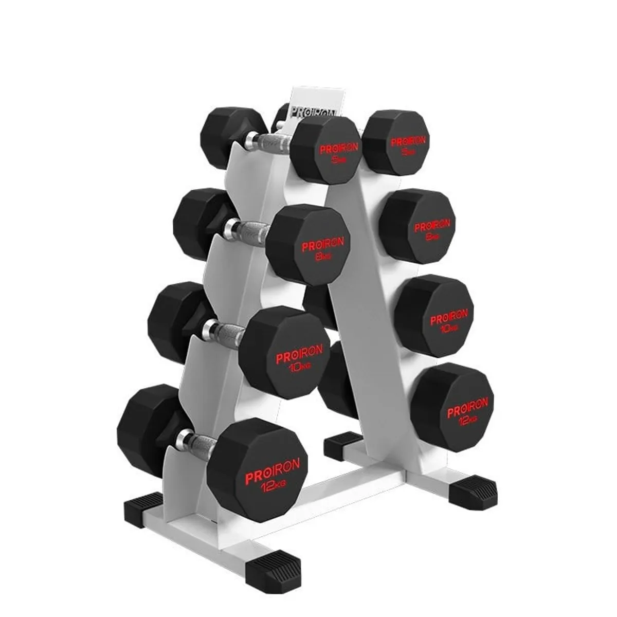 PROIRON - Set de mancuernas dodecagonales de 70KG + Rack de Acero