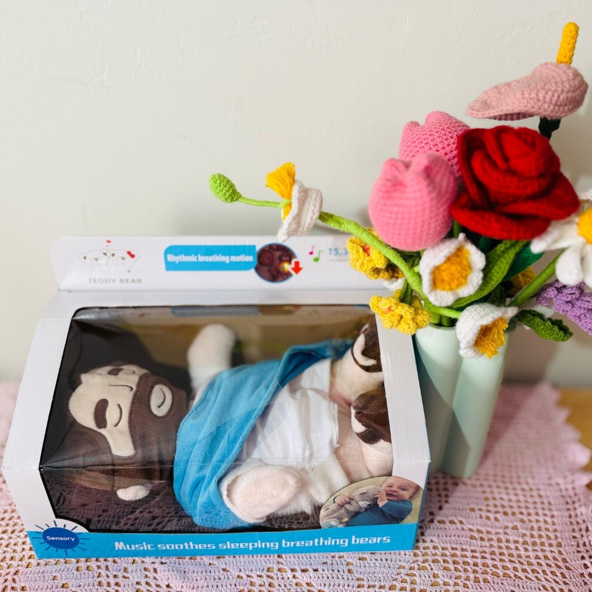 GENERICO - Peluche de Jesús que respira con controlador Celeste