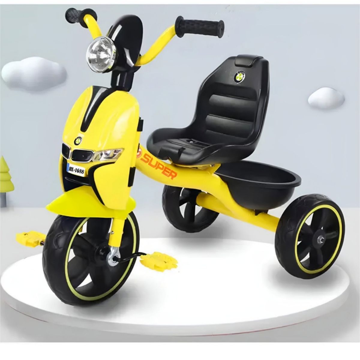 GENERICO - Triciclo músical y luces led para niños amarillo