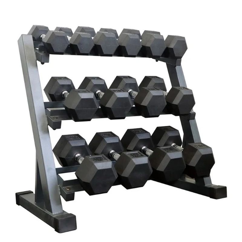 PROIRON - Set de mancuernas hexagonales de 225KG + Rack de Acero