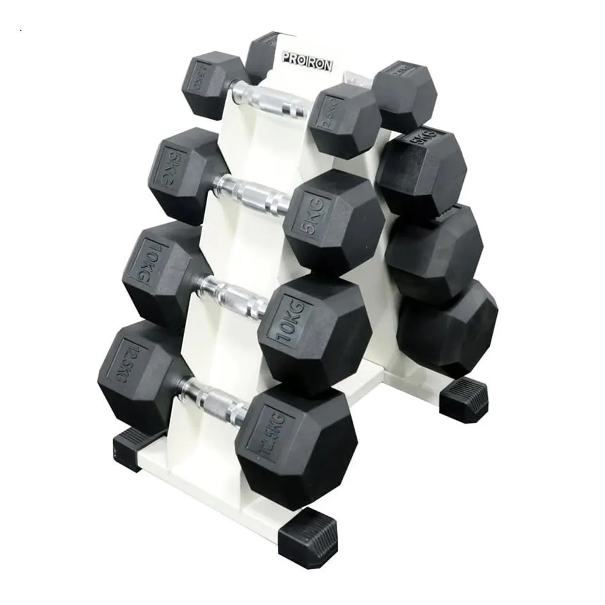 PROIRON - Set de mancuernas hexagonales de 50KG + Rack de Acero