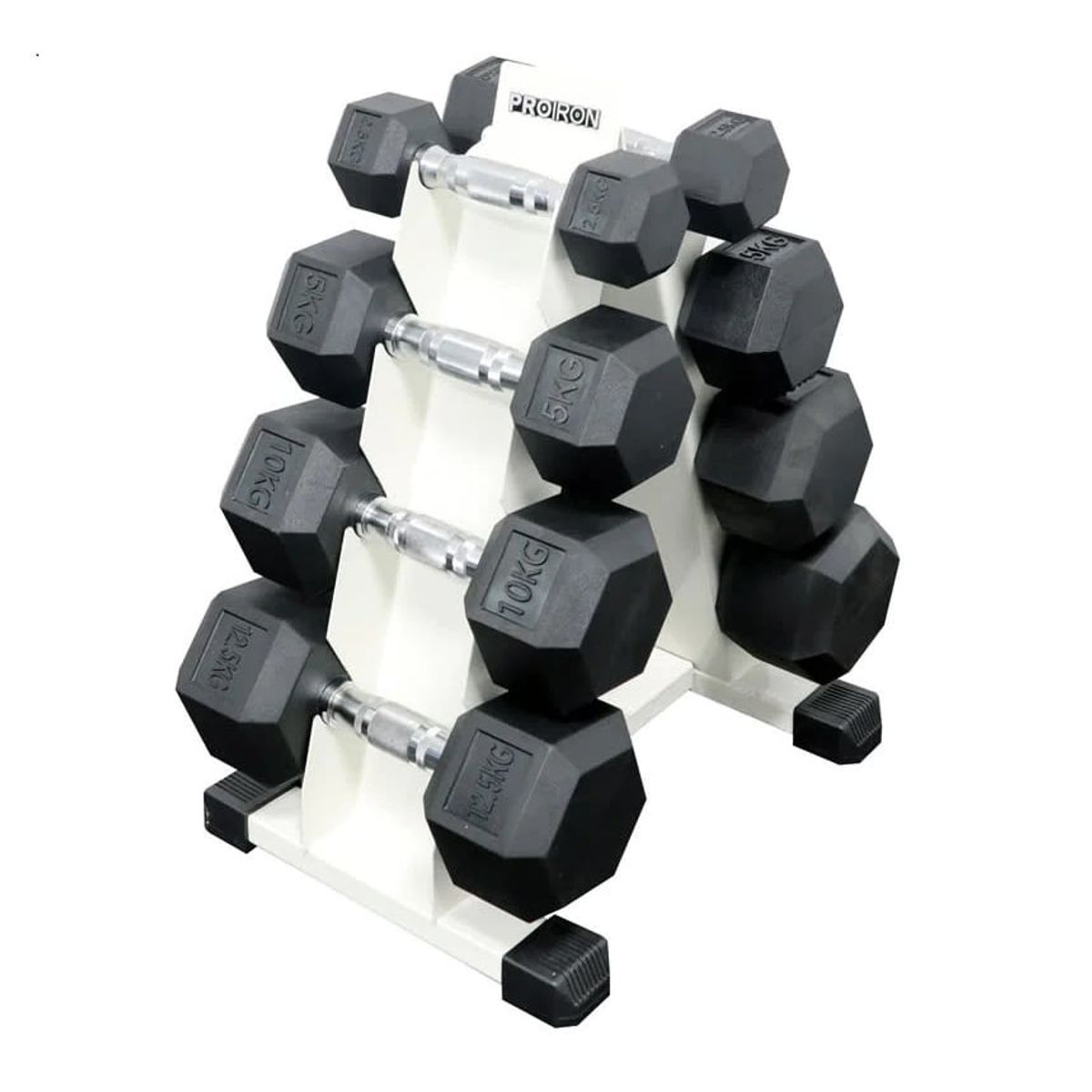 PROIRON - Set de mancuernas hexagonales de 55KG + Rack de Acero