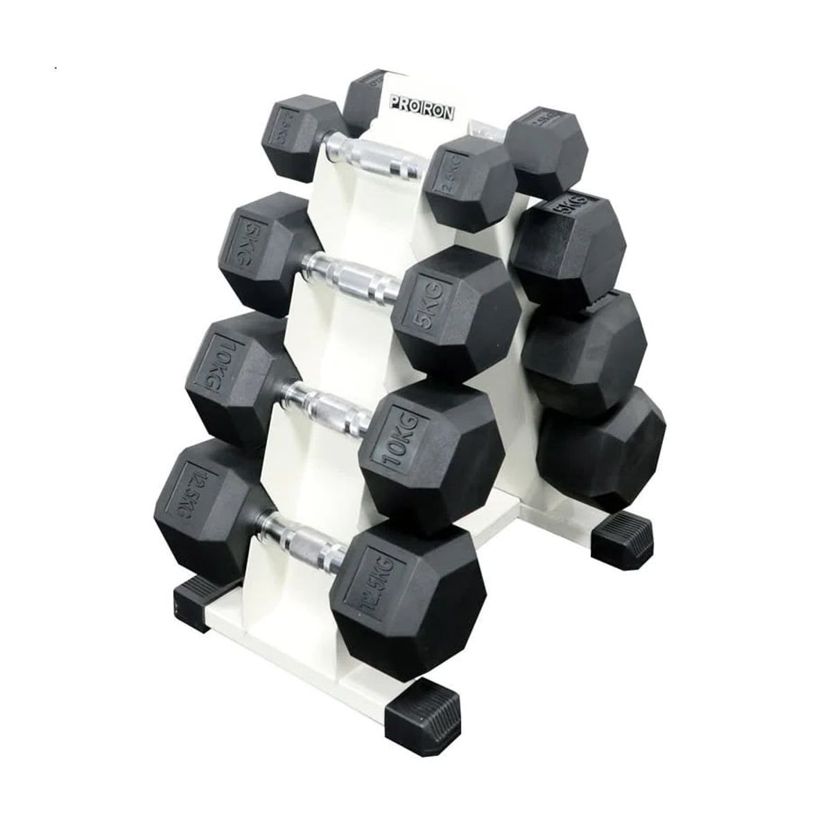 PROIRON - Set de mancuernas hexagonales de 55KG + Rack de Acero