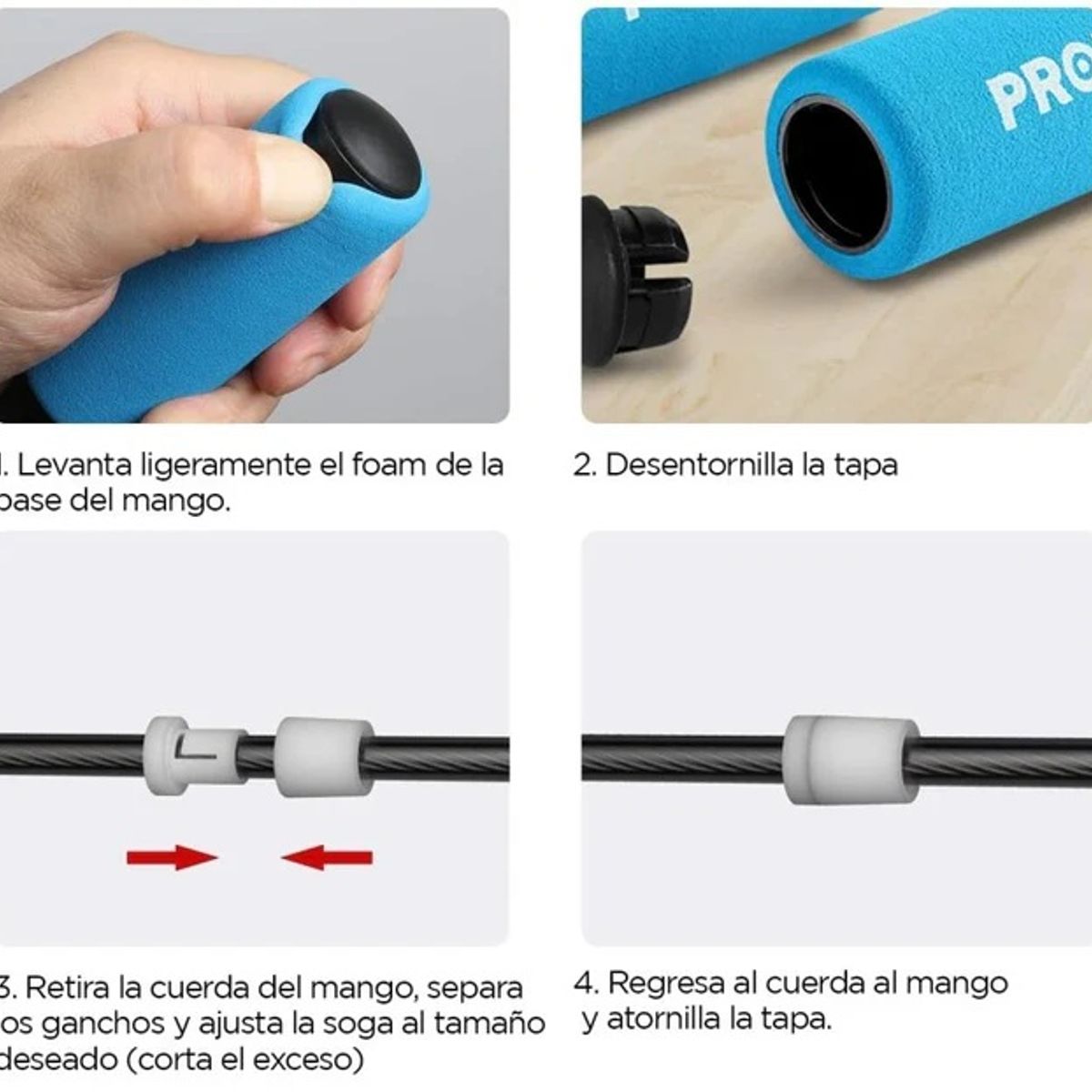 PROIRON - Soga para Saltar o Jump Rope con Mango Foam Azul
