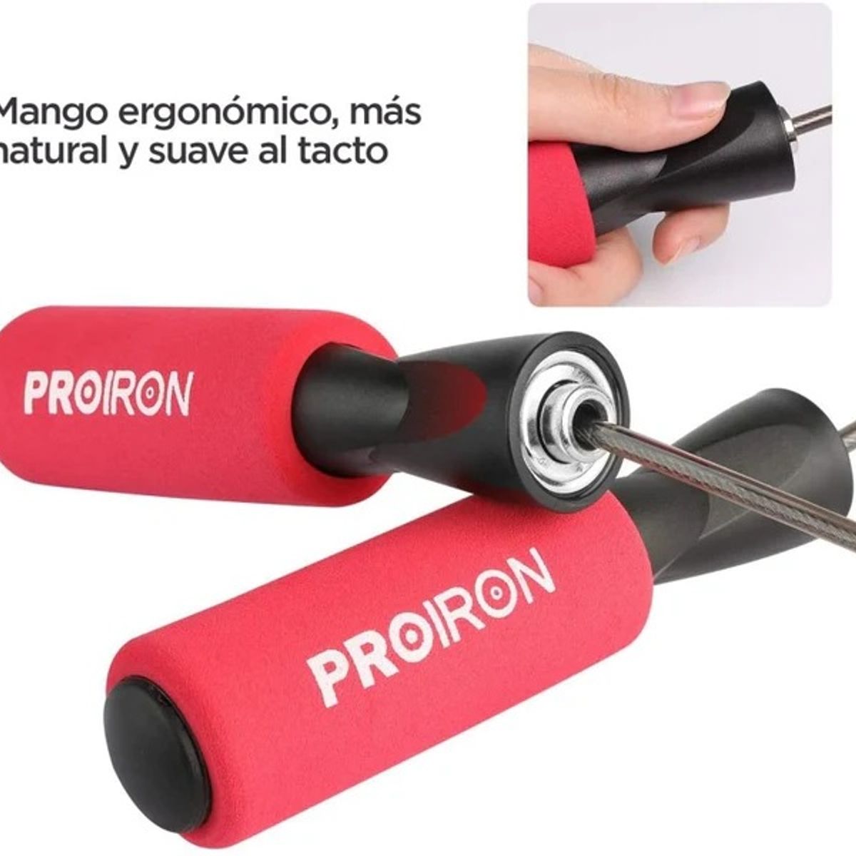 PROIRON - Soga para Saltar o Jump Rope con Mango Foam Rosado