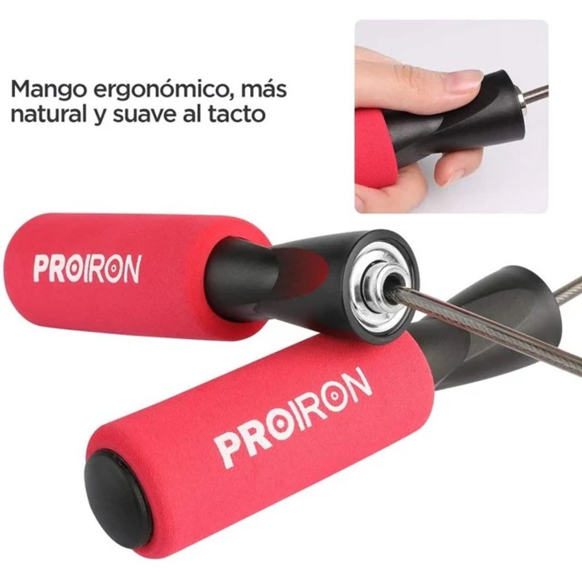 PROIRON - Soga para Saltar o Jump Rope con Mango Foam Rosado