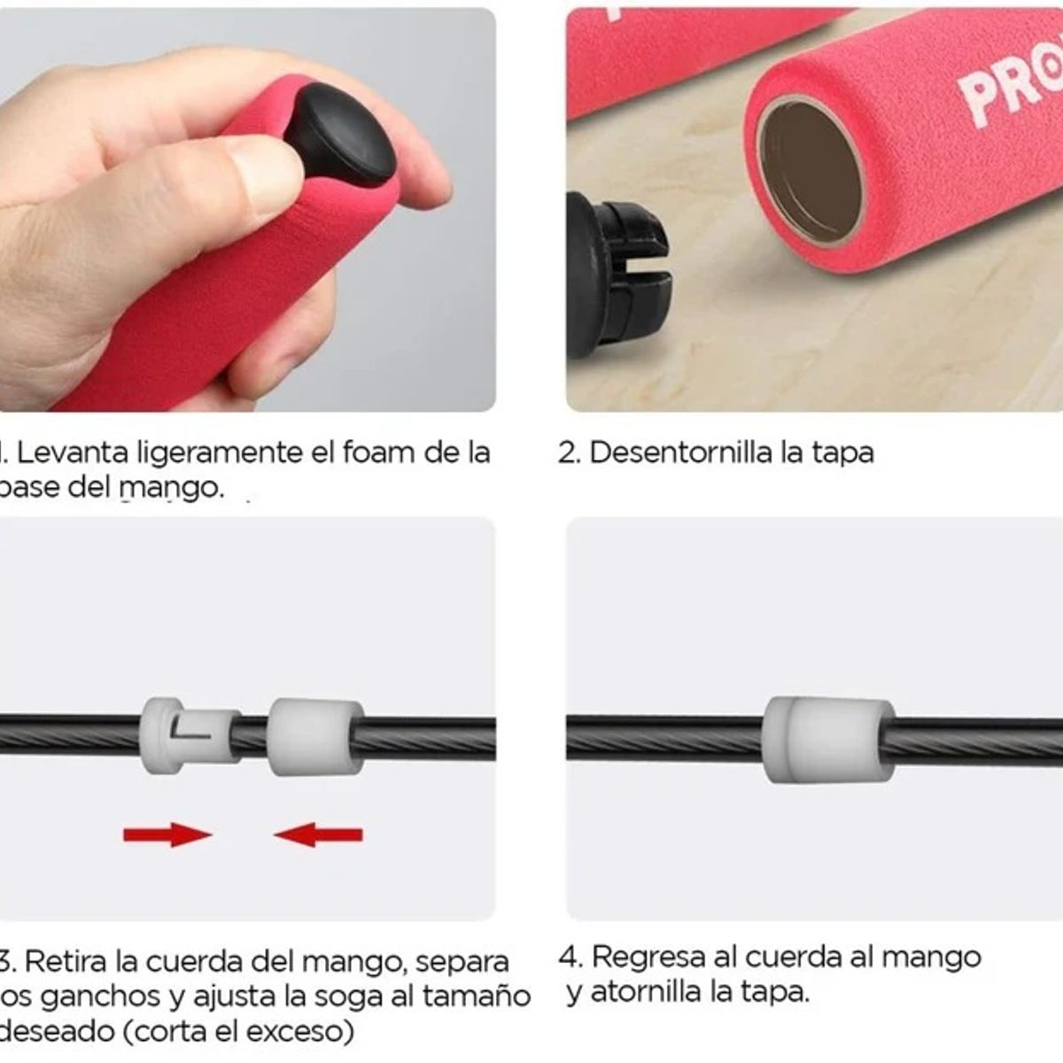 PROIRON - Soga para Saltar o Jump Rope con Mango Foam Rosado