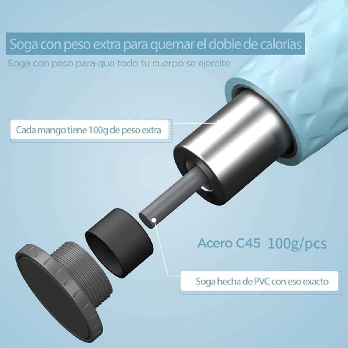 PROIRON - Soga para Saltar o Jump Rope con Peso Celeste