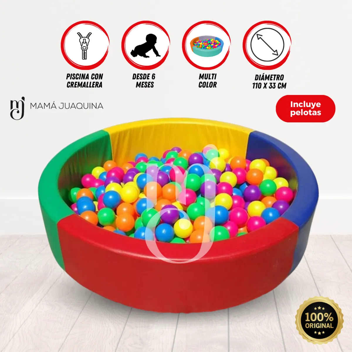 BABY KINGDOM - Piscina Didáctica «POOLIE» con Pelotas Incluidas Roja