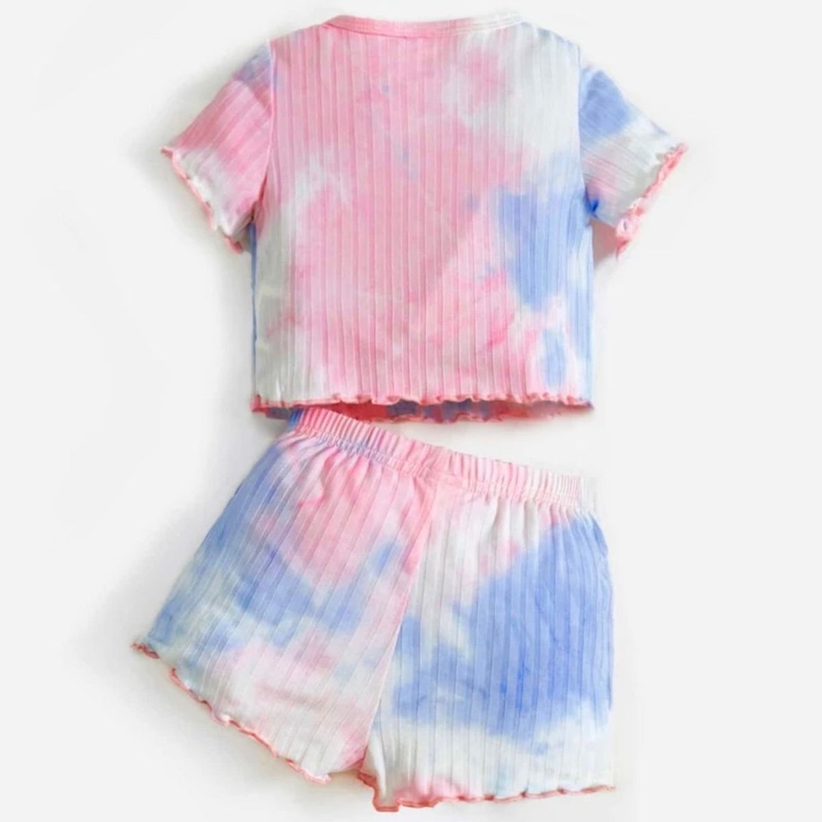 GENERICO - SHEIN Conjunto De Polo Y Shorts Teñido Anudado Para Bebé Niña