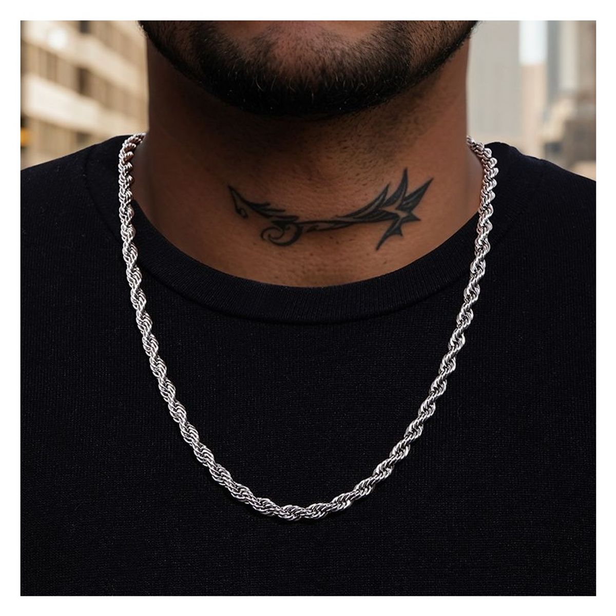 OEM - Cadena Collar Hombre Torcida Gruesa Acero Inoxidable 316L