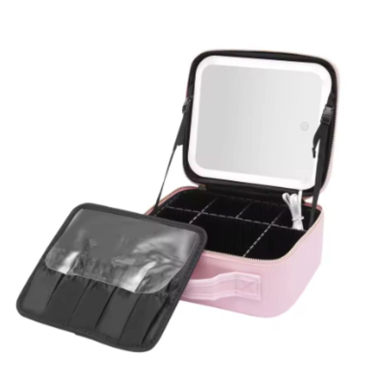 GENERICO - Maletin organizador de maquillaje joyas con espejo de luz LED