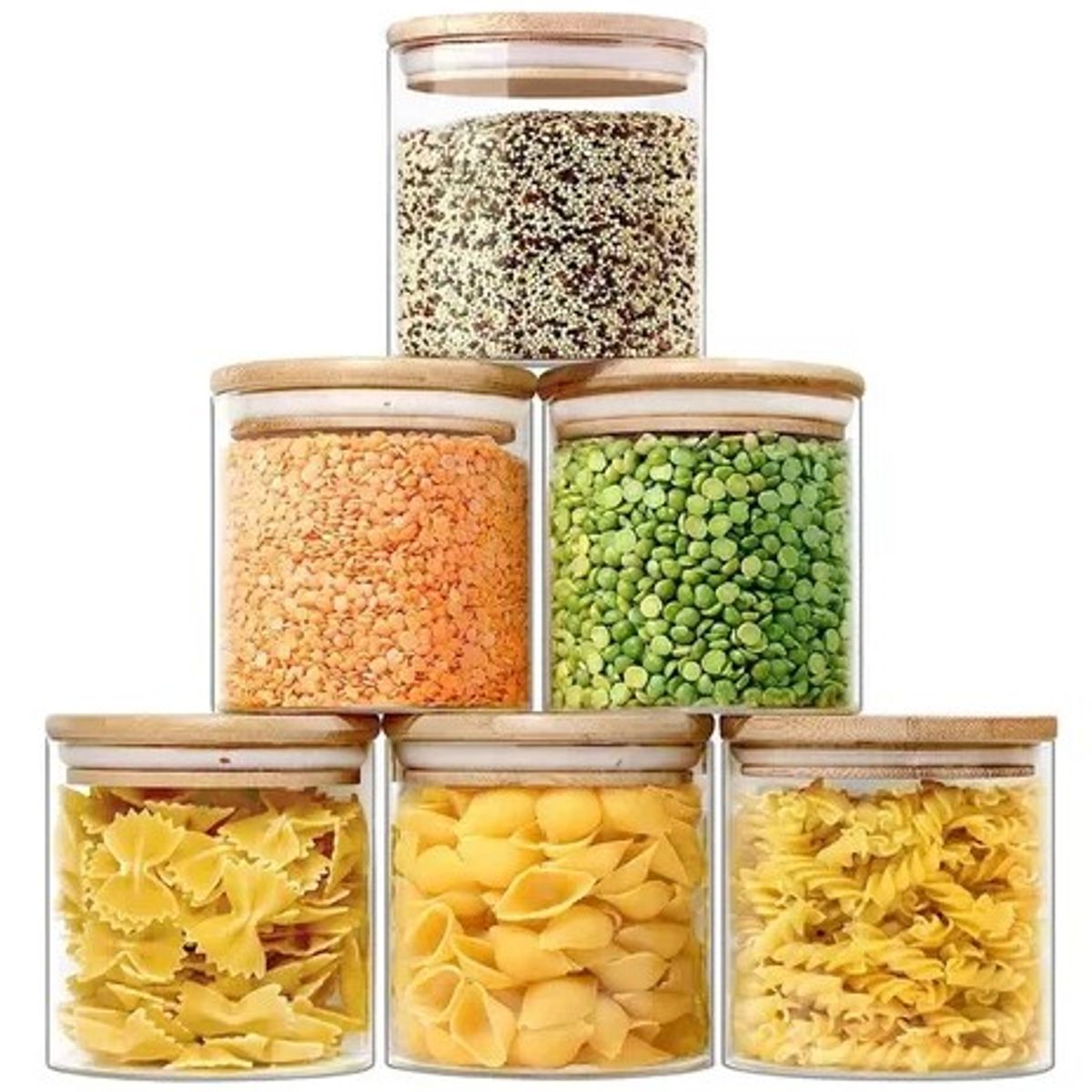 GENERICO - Pack x 2 Frasco de Vidrio con Tapa de Bambú de 10*12 cm
