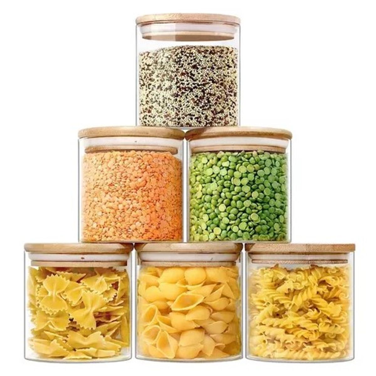 GENERICO - Pack x 2 Frasco de Vidrio con Tapa de Bambú de 10*12 cm