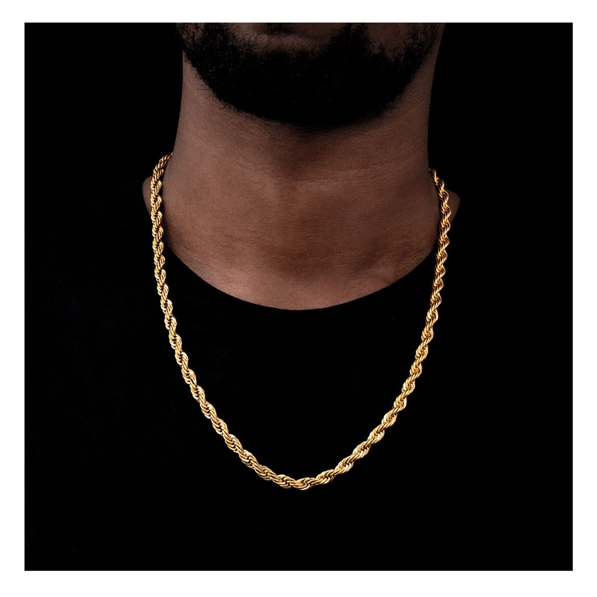 OEM - Cadena Collar Hombre Torcida Gruesa Dorado Acero Inoxidable 316L x SAN VALENTIN