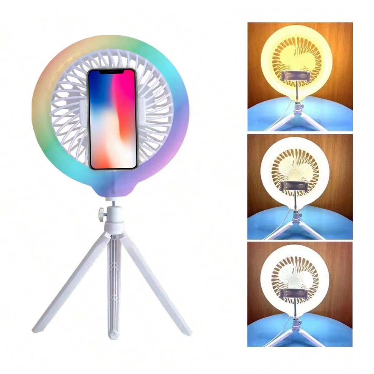 SEISA - Aro de Luz Led 26cm Con Ventilador con Holder Celular + Tripode