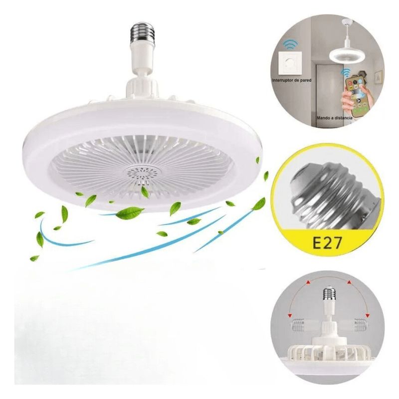 SEISA - Foco Ventilador de Techo Giratorio Ajustable 30W Control y Fragancia