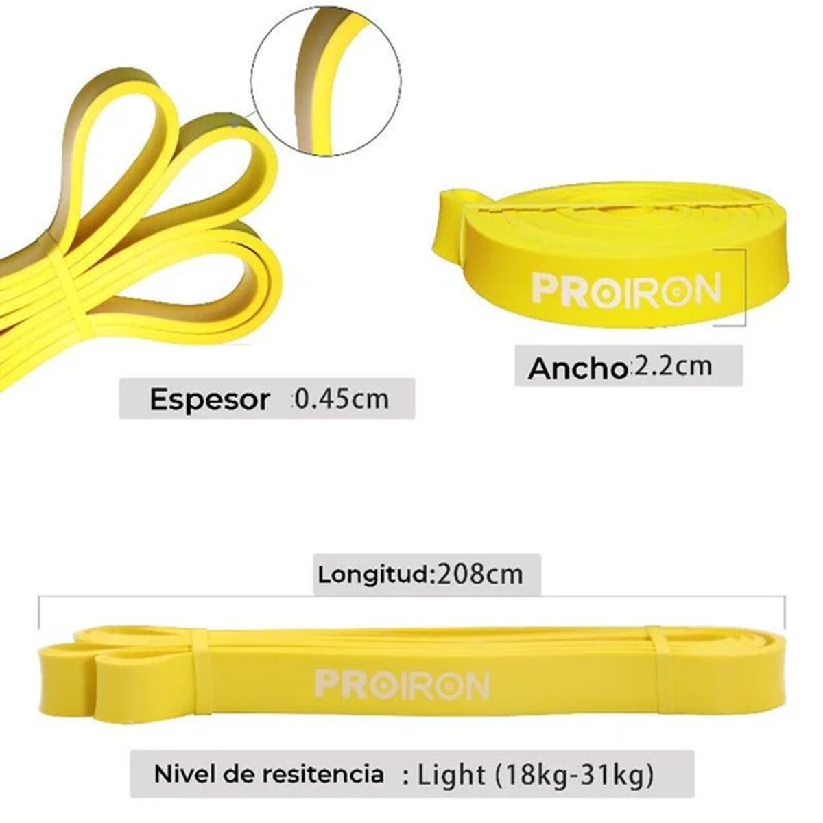 PROIRON - Bandas de Resistencia Full Body   X-Light + Light + Medium + Heavy + X-Heavy