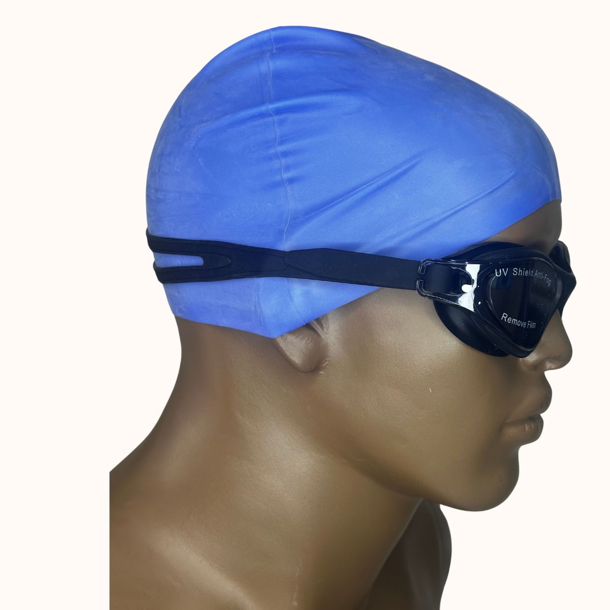 AQUA&MODA - Lentes de Natación NEGRO y Gorro de Silicona Azul