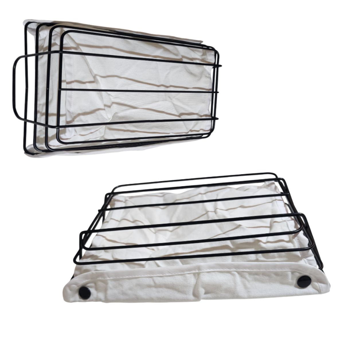 GENERICO - Pack x2 Paneras Rectangulares de Metal con tela y botones