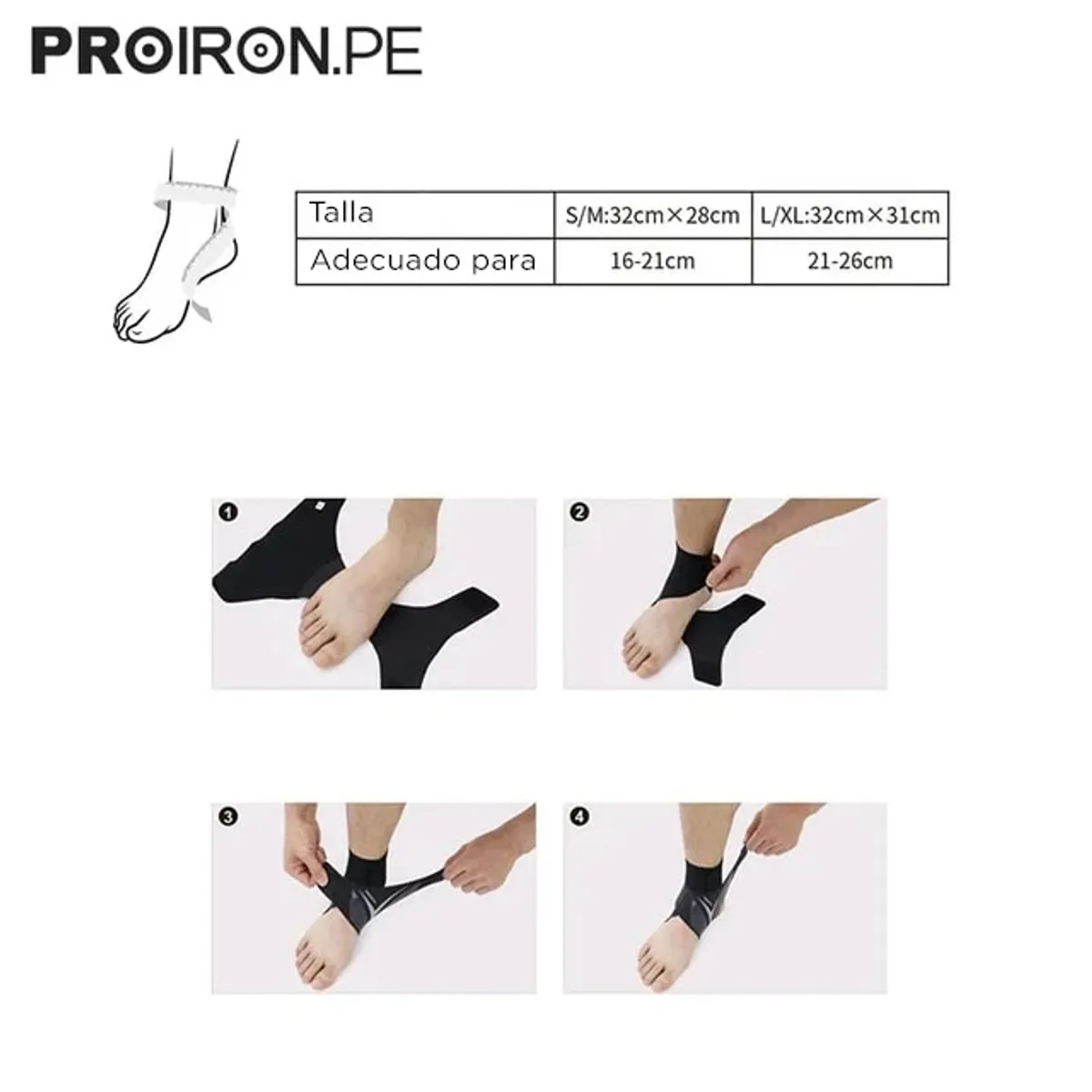 PROIRON - Tobillera de Soporte Abierto M