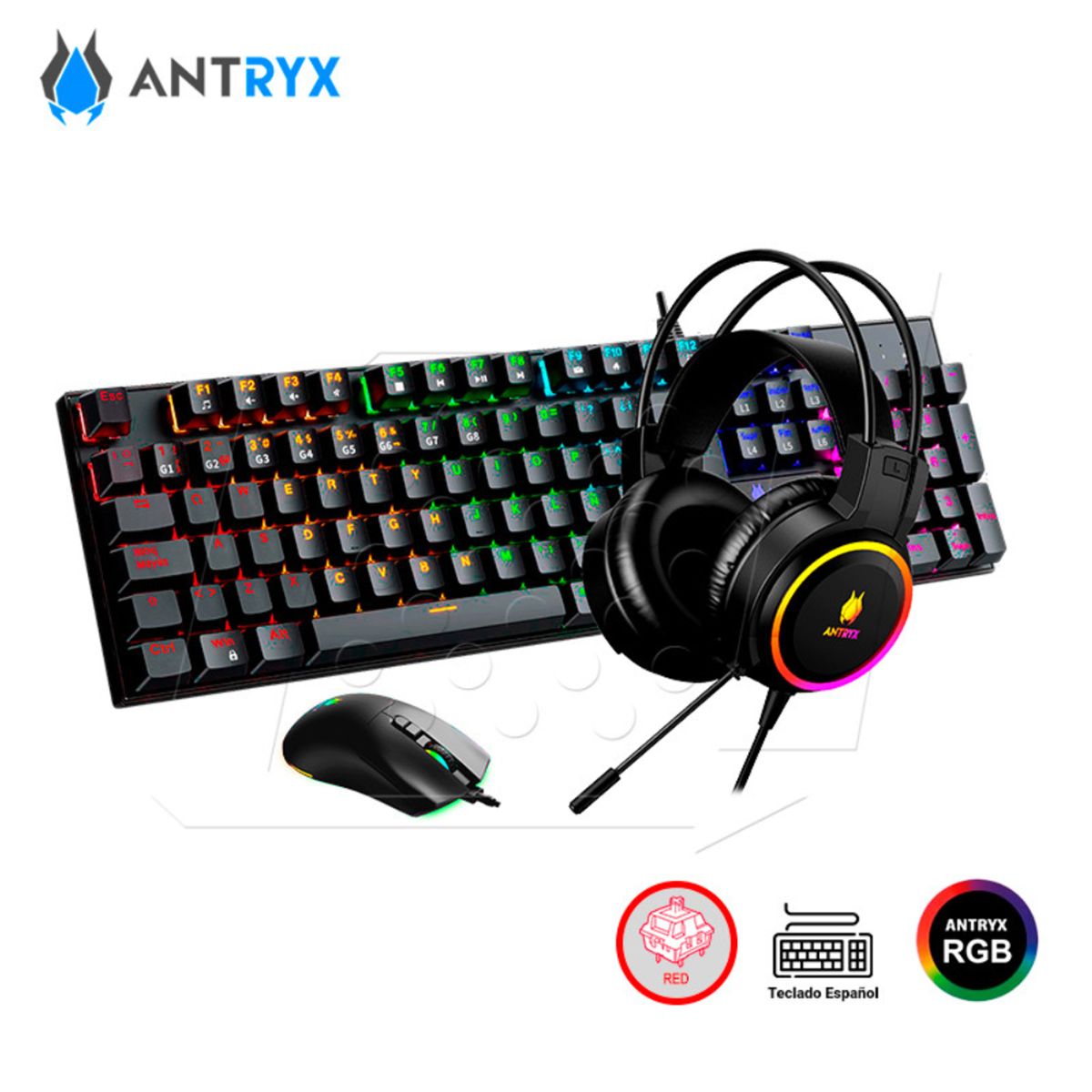 ANTRYX - KIT GAMING ANTRYX GC-3100 X3 TECLADO SWITCH RED MOUSE Y AURICULAR