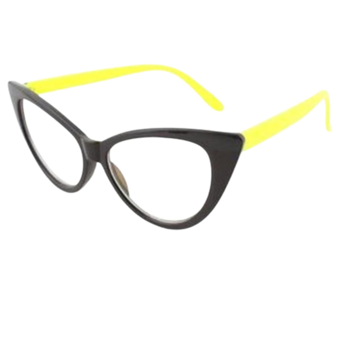 GENERICO - Montura De Lentes O Gafas CatEye Negro Con Patas Amarillas