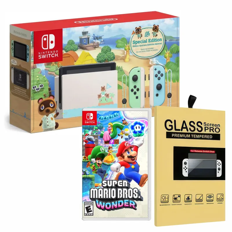 NINTENDO - Consola Nintendo Switch Animal Crossing EU +Super Mario Wonder +Mica