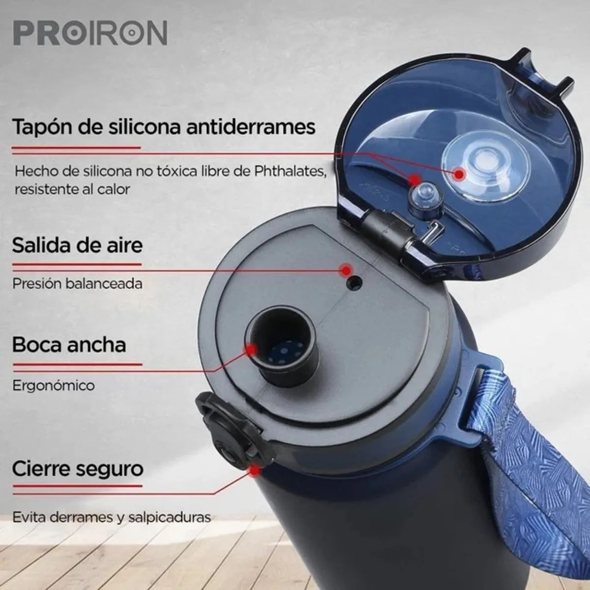 PROIRON - Tomatodo Libre de BPA de 1 Litro Azul