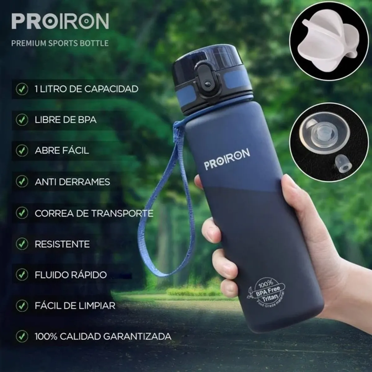 PROIRON - Tomatodo Libre de BPA de 1 Litro Rojo