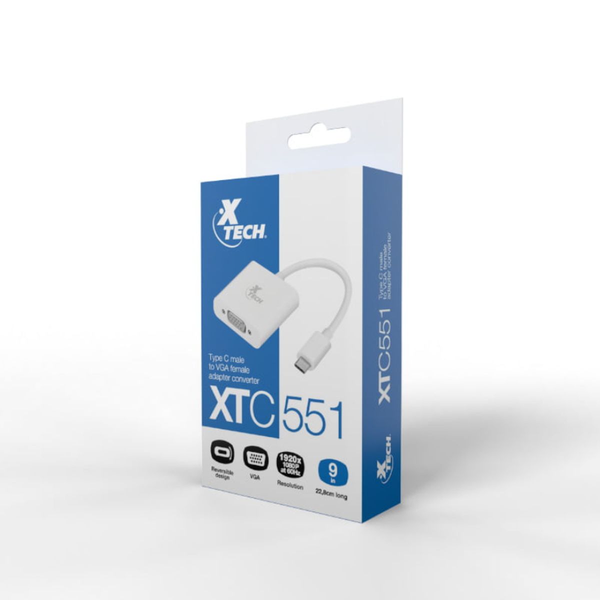 XTC - Xtech Adaptador de Pantalla USB-C a VGA hembra 1080p - XTC-551