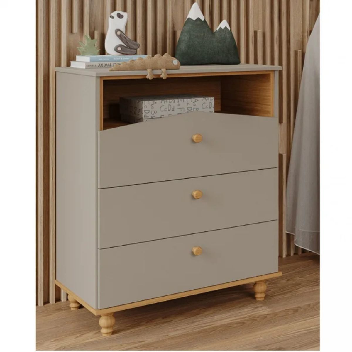 GENERICO - Cómoda Moderna Silky Blanco y Marrón 117 cm R&R MUEBLES