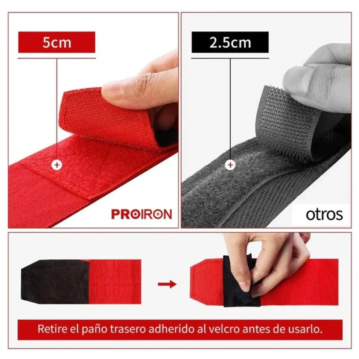 PROIRON - Vendas Semi Elásticas para Entrenamiento de Boxeo 4.5 MNegro