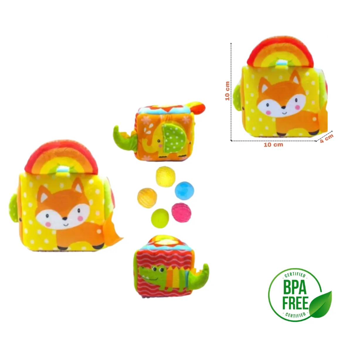 GENERICO - Cubo Sensorial Con Pelotas Zoo Texture