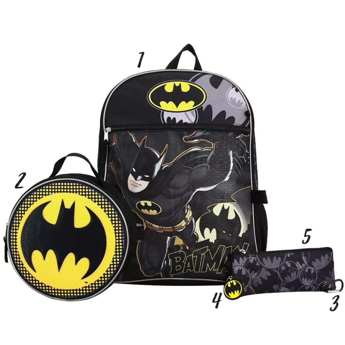 XCLUSIVE - Mochila Batman - DC Comics de 5 piezas - lonchera - Bioworld