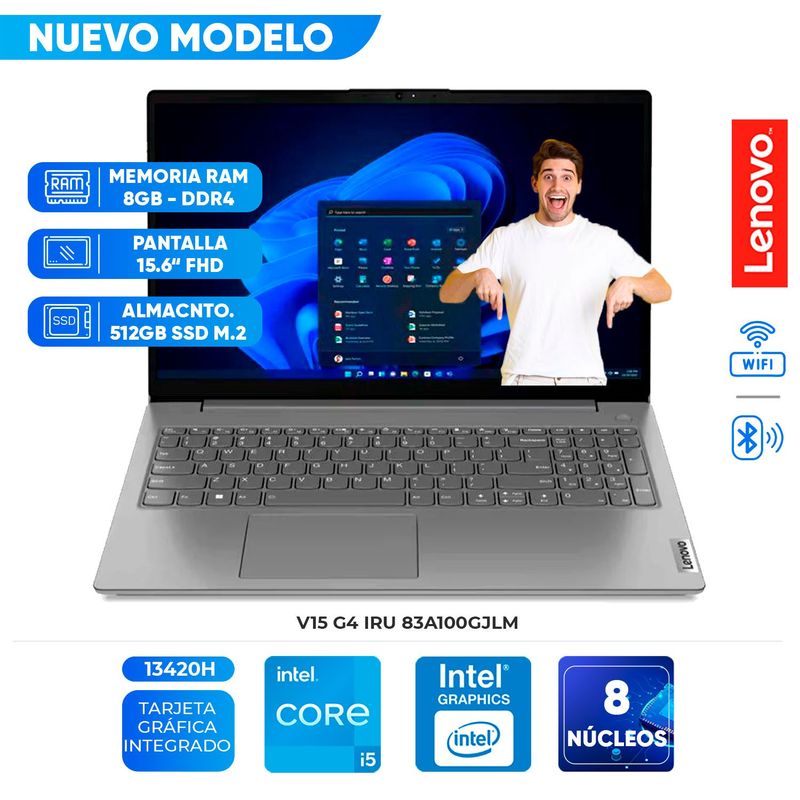 LENOVO - Laptop Lenovo V15 G4 IRU, Core i5-13420H, 8GB DDR4, 512GB SSD, 15 6 FHD