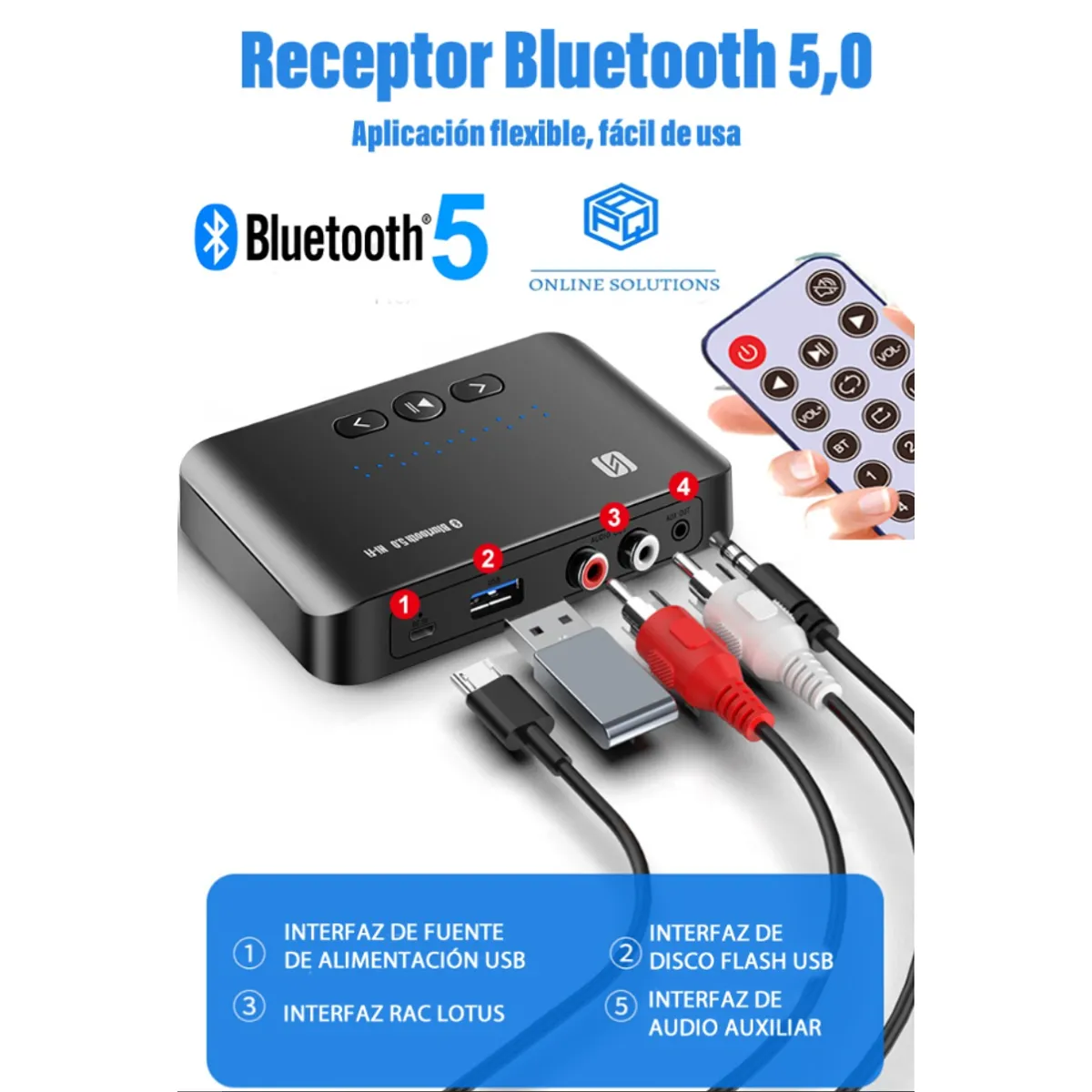 GENERICO - Adaptador Receptor Bluetooth 5.0 de 15m, NFC con control