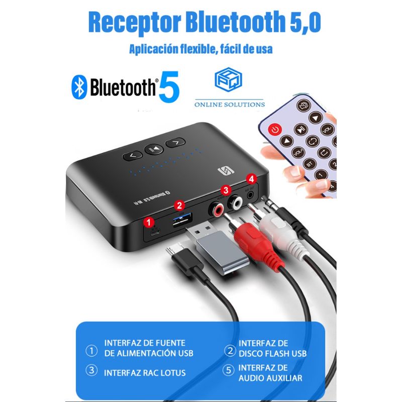 GENERICO - Adaptador Receptor Bluetooth 5.0 de 15m, NFC con control