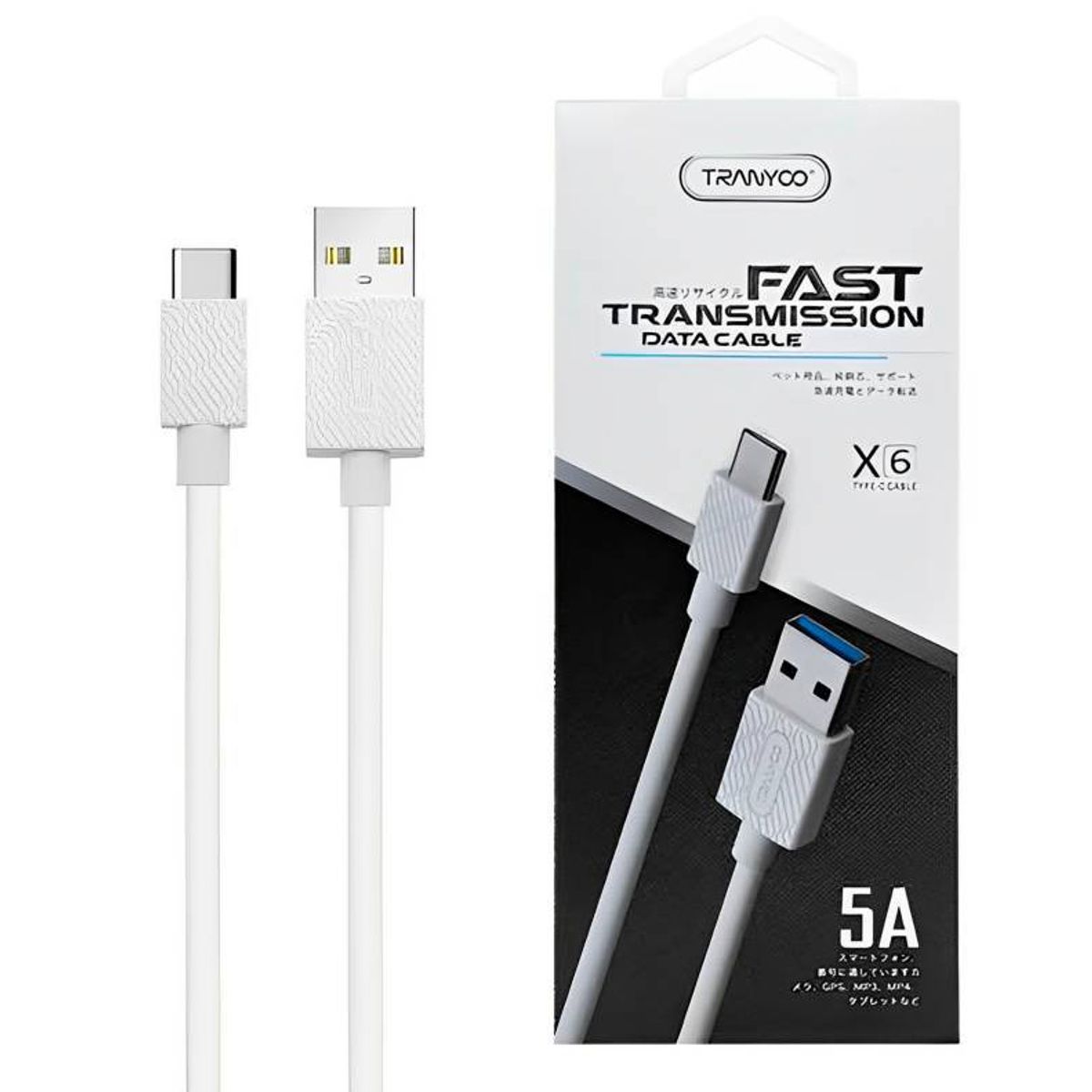 GENERICO - Cable Tranyoo x6 Cable Usb Tipo C Fast Charge 5A Blanco